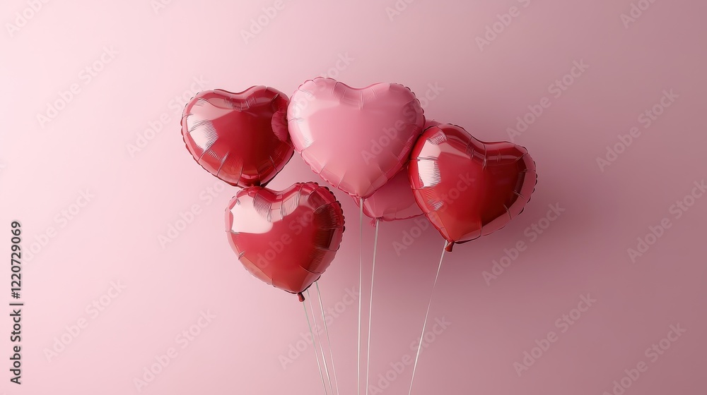 Valentine's day heart shaped balloons in pink and red Valentine's day heart shaped balloons in pink and red