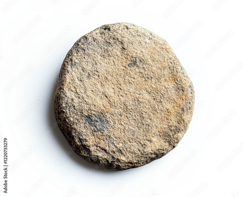 a round piece of sand and an ancient stone isolated on white background, detailed photo, high resolution, professional photograph, small size, top view, flat lay a round piece of sand and an ancient stone isolated on white background, detailed photo, high resolution, professional photograph, small size, top view, flat lay
