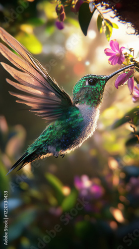 green and blue color bird in forest photo