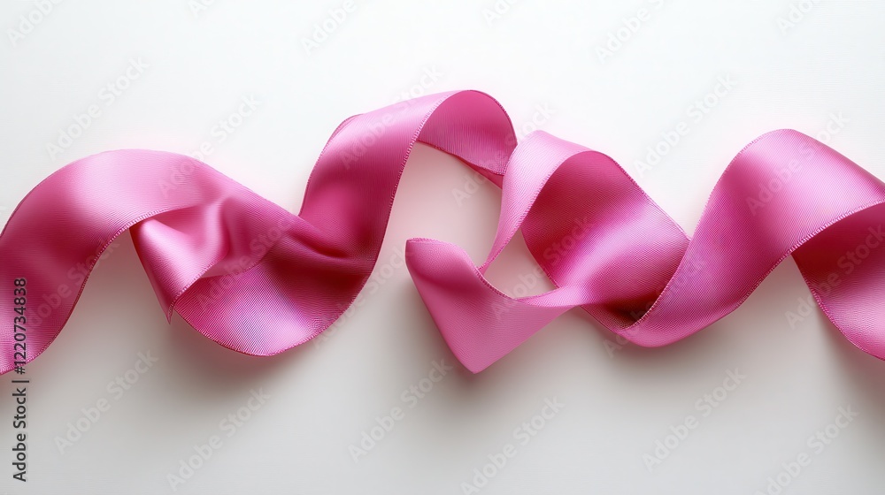 Pink ribbon curl for gift wrapping and decoration on white background Pink ribbon curl for gift wrapping and decoration on white background