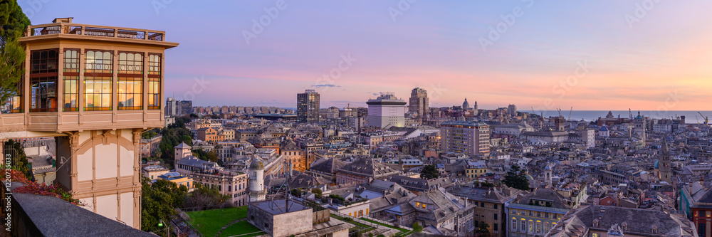 Panoramic Evening View of Genua - Italy