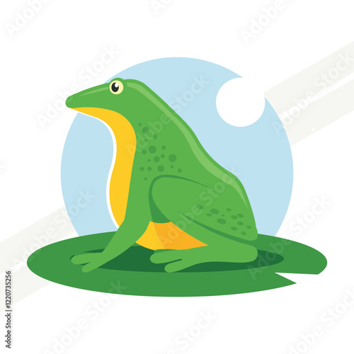 An illustration of a green frog representing nature and amphibians