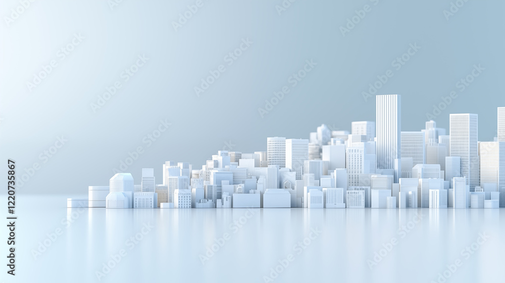 minimalistic cityscape with white buildings on gradient background minimalistic cityscape with white buildings on gradient background