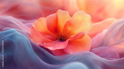 Dreamy Bloom: A Single Flower on Soft Fabrics