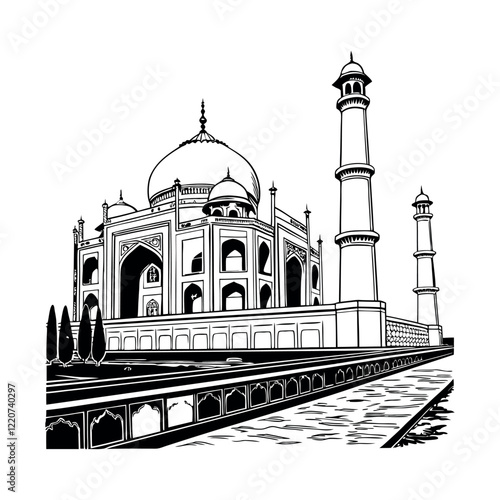 Taj Mahal design clip art illustration
