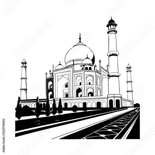 Taj Mahal design clip art illustration