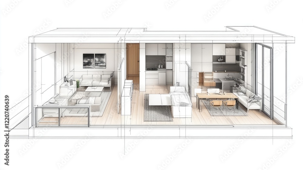 Detailed Floor Plan of a Modern Studio Apartment Detailed Floor Plan of a Modern Studio Apartment