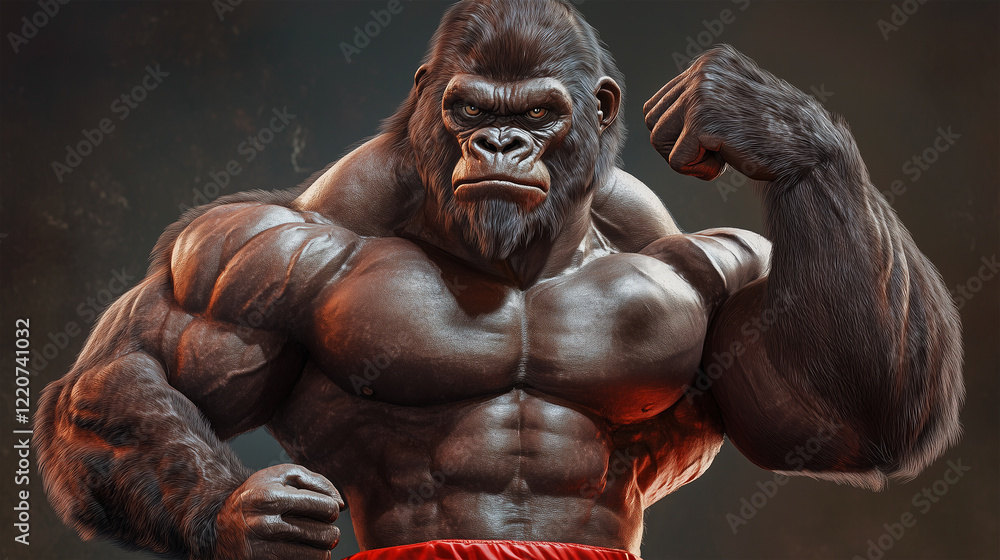 An anthropomorphic gorilla at a bodybuilding competition An anthropomorphic gorilla at a bodybuilding competition