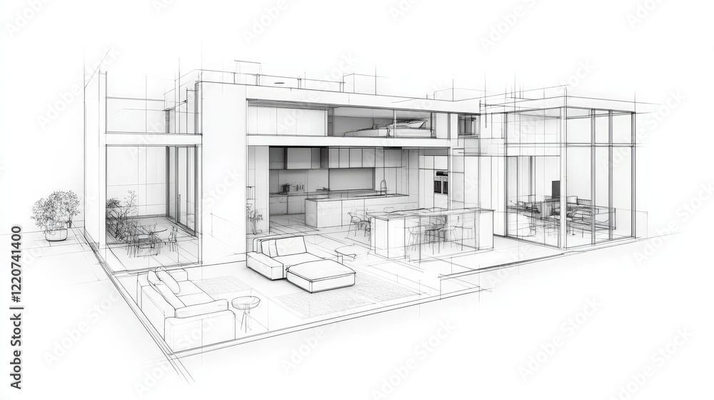 Fototapeta premium Detailed Floor Plan of a Modern Studio Apartment