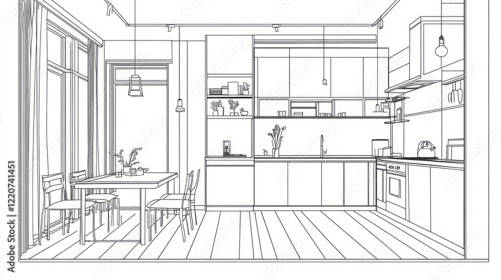 Fototapeta premium Detailed Floor Plan of a Modern Studio Apartment