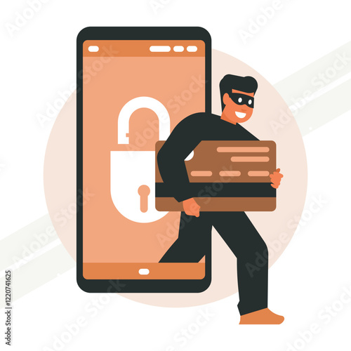 A hacker stealing money representing cyber theft and crime