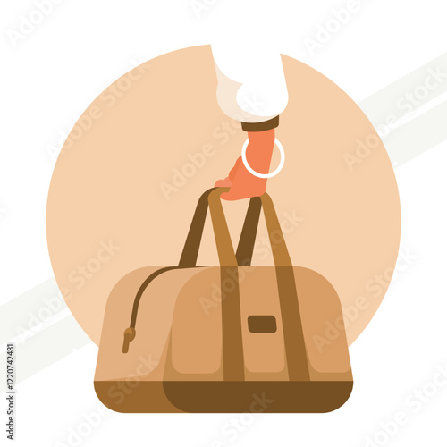 A hand holding a travel bag representing travel and adventure
