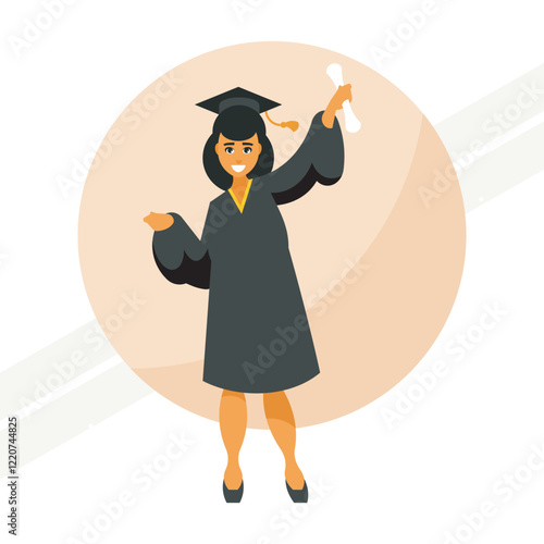 A happy girl in a graduation gown representing achievement and education