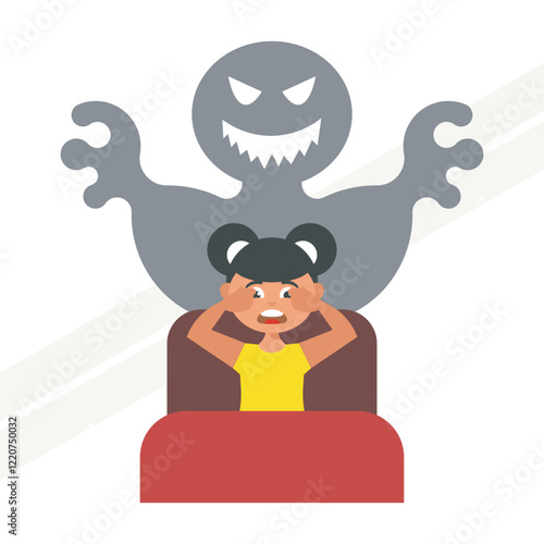 An illustration of a horrible dream representing fear and nightmares