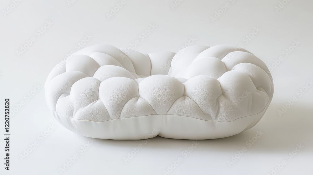 Soft Cloud-Shaped White Pillow on Plain Background Soft Cloud-Shaped White Pillow on Plain Background