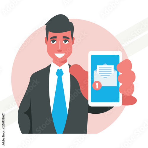 An illustration of an incoming email representing communication and technology
