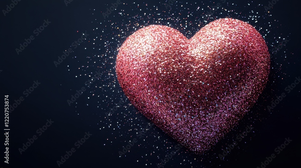 Pink glitter heart for valentine's day designs and romantic celebrations Pink glitter heart for valentine's day designs and romantic celebrations