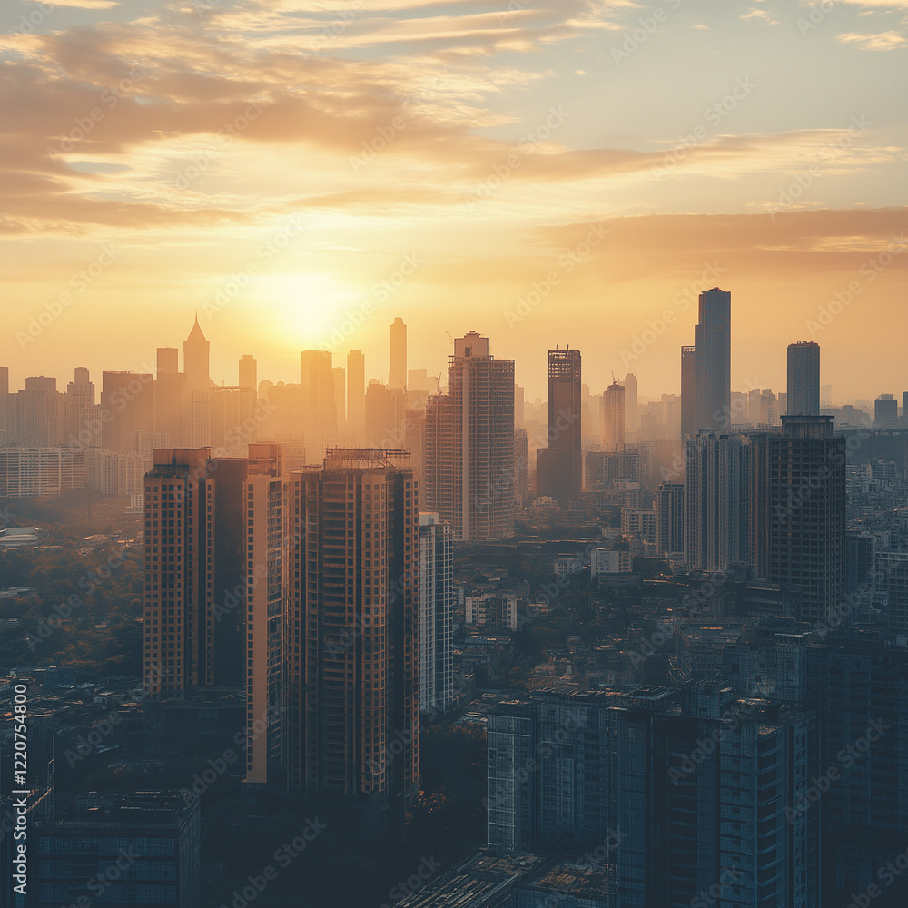 Obraz premium city skyline at sunset