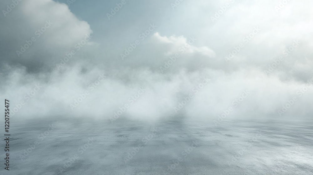 Abstract background with concrete ground and foggy clouds and mock up place. Landing page concept Abstract background with concrete ground and foggy clouds and mock up place. Landing page concept