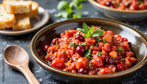 Colorful Finnish poronkäristys with herbs, cozy dining experience photo