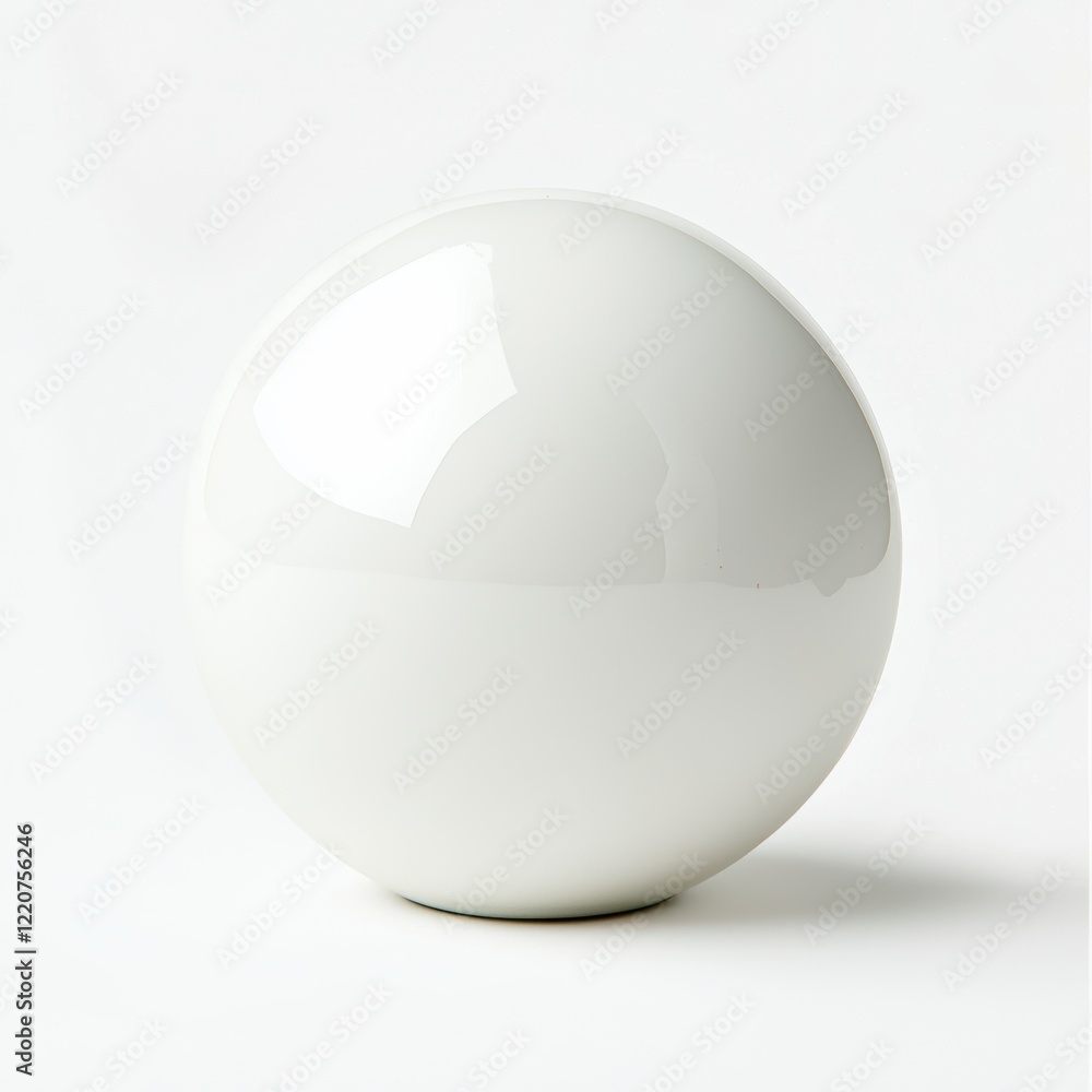 Glossy White Ceramic Sphere Isolated on a White Background for Minimalist Design Glossy White Ceramic Sphere Isolated on a White Background for Minimalist Design
