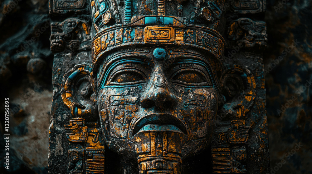 Obraz premium Highly Detailed Ancient Stone Carving with Intricate Design and Rich Textures
