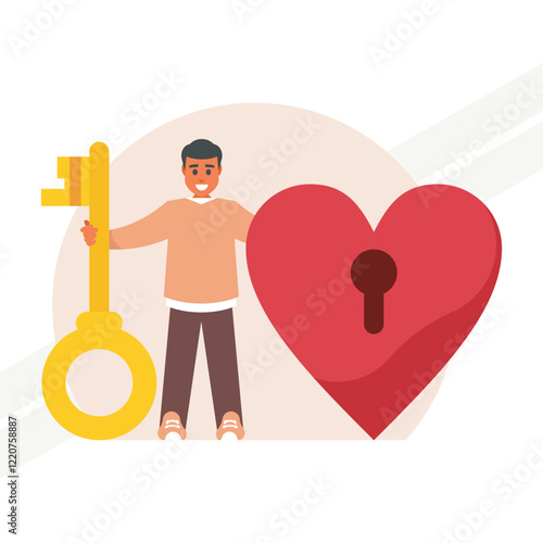 An illustration of a key to the heart representing love and affection