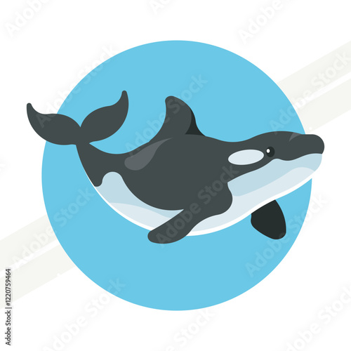 An illustration of a killer whale representing marine life and nature