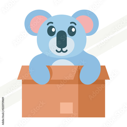 A koala in a box representing cuteness and nature