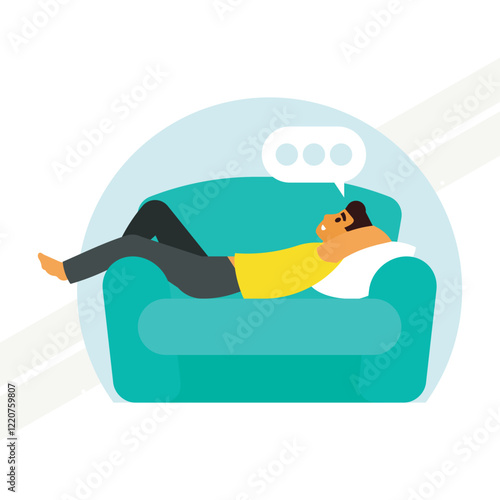 A lazy guy laying on a couch representing relaxation and idleness