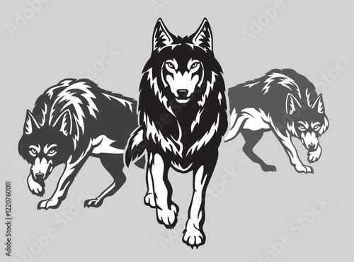 Pack of Wolves, vector illustration