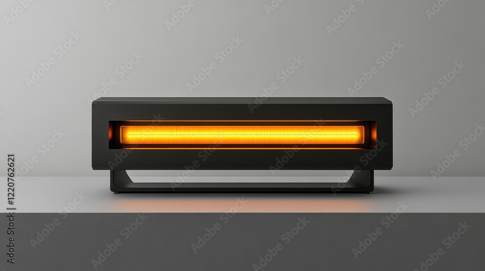 Infrared heater with a glowing coil, placed on a gray background Infrared heater with a glowing coil, placed on a gray background