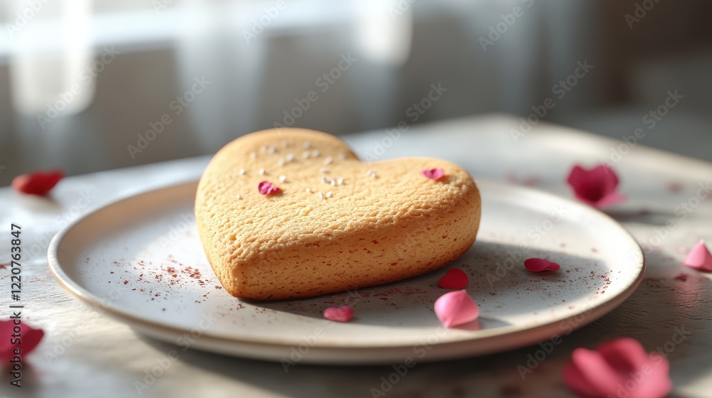 Heart shaped cookie cake on a plate for valentine's day celebration Heart shaped cookie cake on a plate for valentine's day celebration