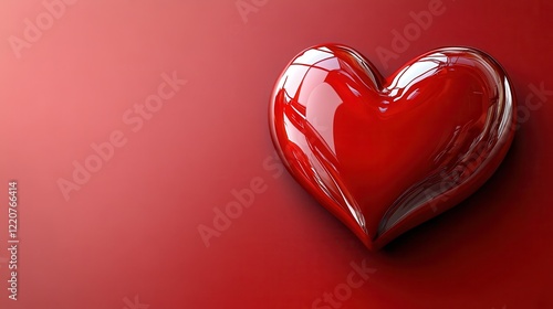 Vibrant red heart on valentine themed background with ample copy space