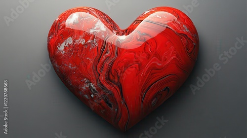 Vibrant red heart on abstract valentine day background for love and romance themes