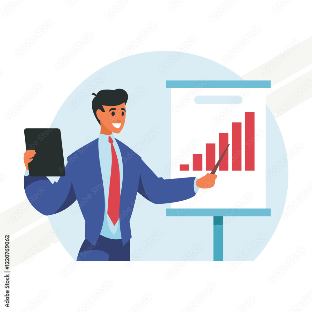 A man delivering a presentation representing communication and professionalism A man delivering a presentation representing communication and professionalism