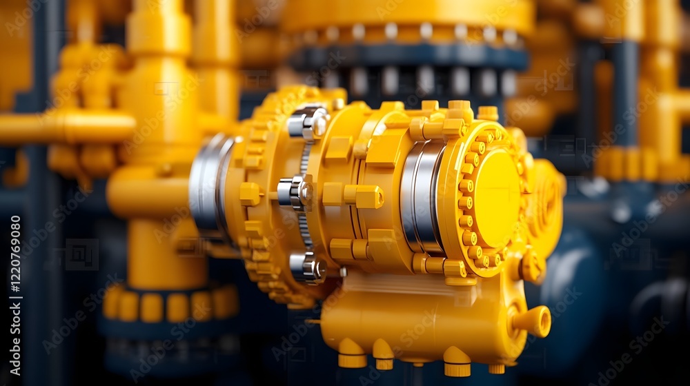 Fototapeta premium Oil Rig Machinery with Rotating Components,Industrial Engineering Theme,3D