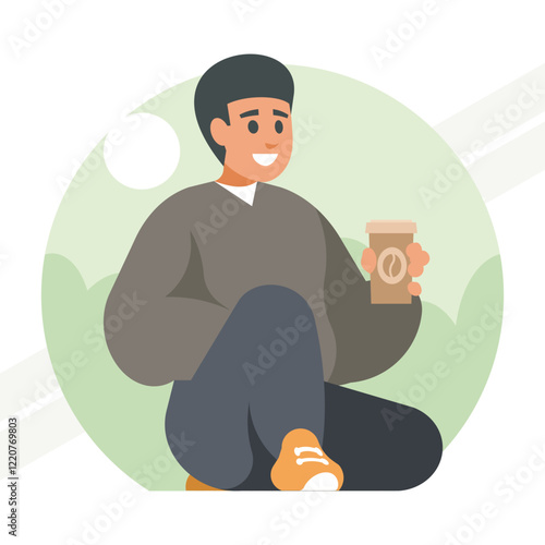 A man drinking coffee representing relaxation and refreshment