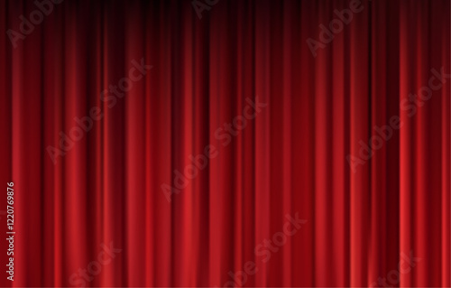 Red Theater Curtain In Grand Stage Setting Background
