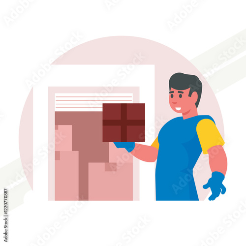 A man holding a box representing labor and logistics