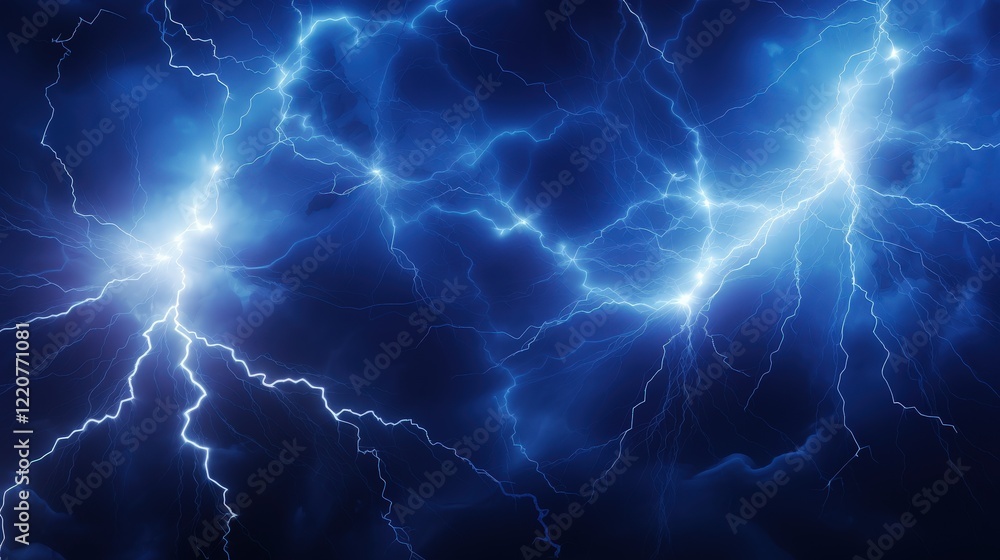 Intense Blue Lightning Strikes in Dramatic Sky with Electric Energy and Powerful Nature Forces Captured in High Definition Intense Blue Lightning Strikes in Dramatic Sky with Electric Energy and Powerful Nature Forces Captured in High Definition