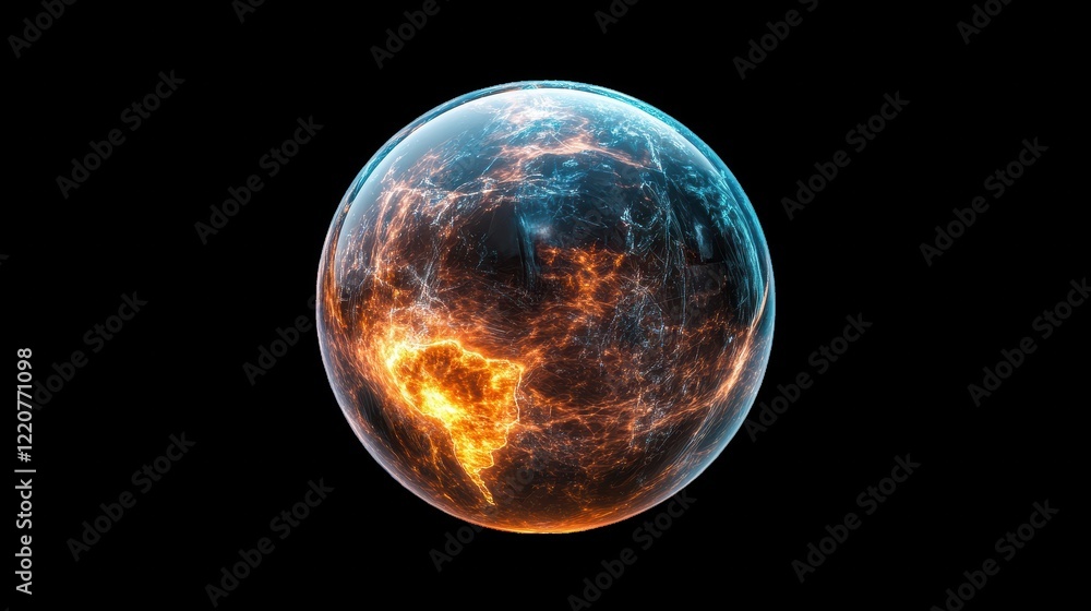 A glowing planet surrounded by vibrant energy. transparent background A glowing planet surrounded by vibrant energy. transparent background