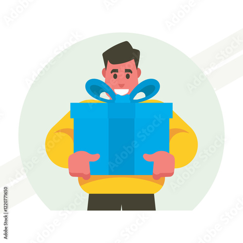 A man holding a gift box representing celebration and giving