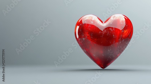 Red heart shaped ribbon isolated on transparent background for romantic and wedding designs