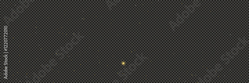 Gold glittering dust with stars on transparent backdrop
