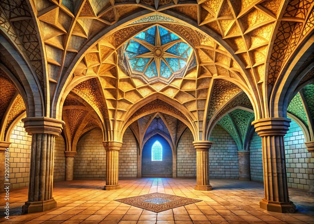 Obraz premium Innovative Ashlar Vault Design: 3D Model of Interlocking Stone Architecture