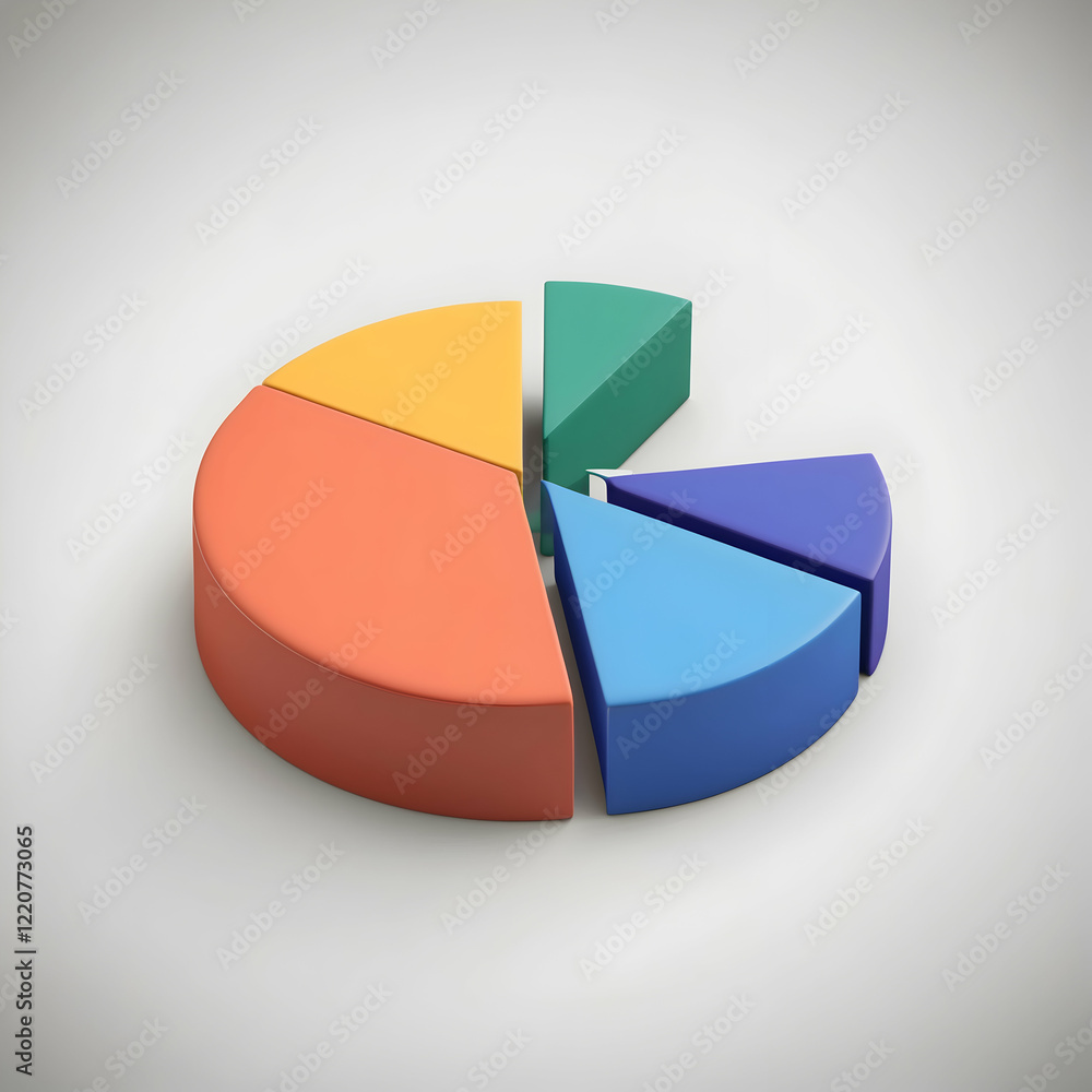 Obraz premium Colorful 3D Pie Chart Illustrates Data Distribution