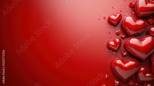 Valentine card background with red hearts and copy space for romantic designs
