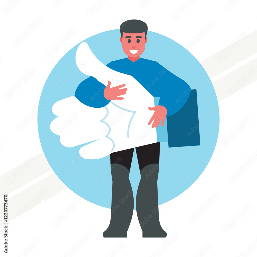 A man holding a thumb-up sign representing approval and positivity A man holding a thumb-up sign representing approval and positivity