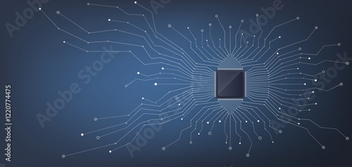 This is a Technical Illustration of a Microchip showcasing various Data Flow Lines and connections